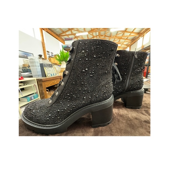 INC black rhinestone embellished boots size 10 - Picture 5 of 9